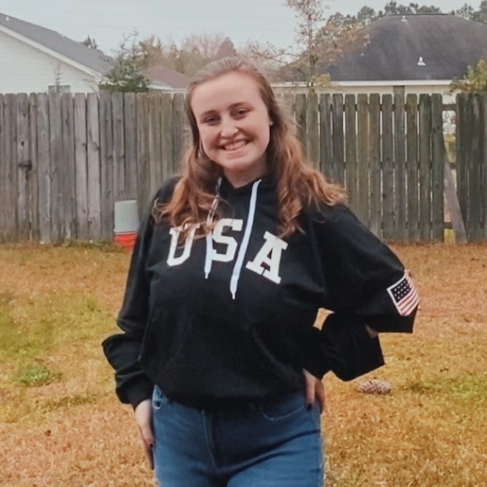 USA  Cropped Hoodie with Hood and Slit Sleeves